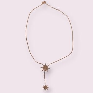 Nwot 18k Gold Plated Sunburst 2" Drop Necklace 14" With 2" Extension Pretty Bird